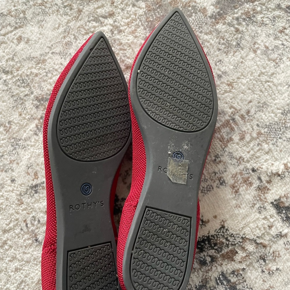 Red Pointed Toe Flats - Picture 4 of 4